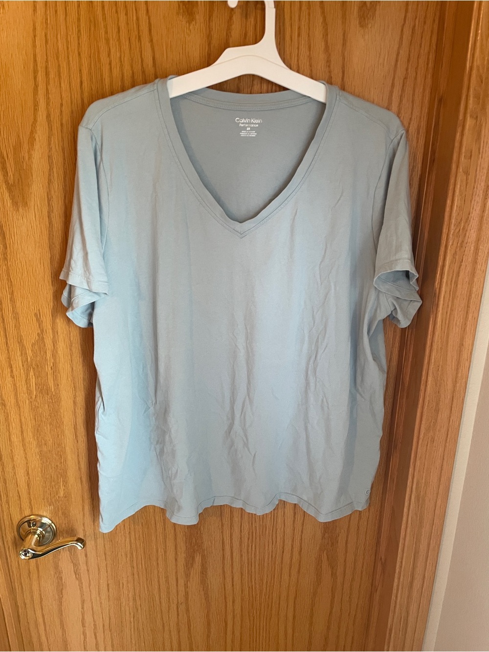 Calvin Klein Performance Women's V-Neck Short Sleeve T-Shirt, Seafoam Green 2X